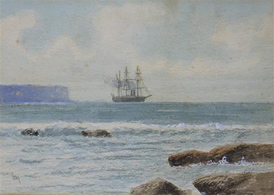 Gay c.1860 The P & O, Jeddo clearing Sydney Heads, Australia 24 x 34cm